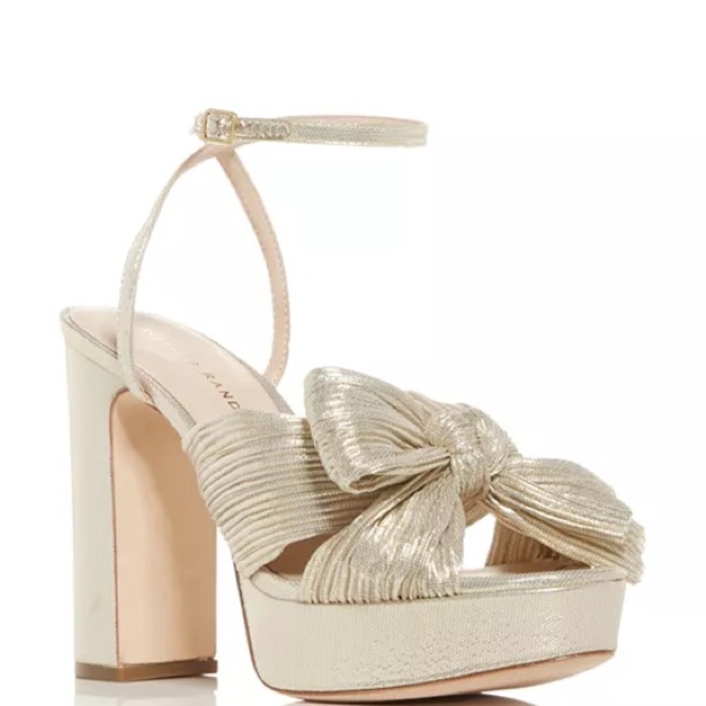 Loeffler Randall Gold Bow Platform Heels
